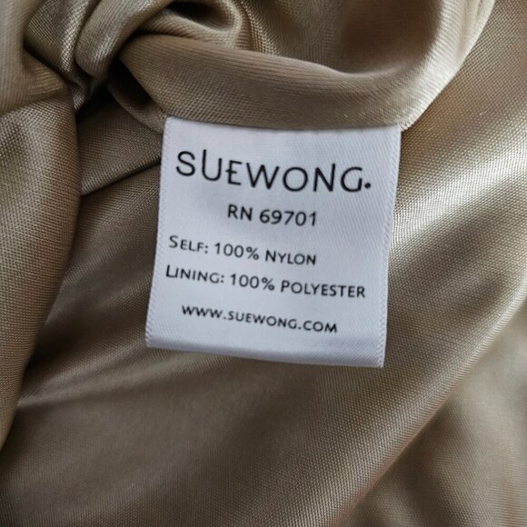 Sue Wong New Lace V Neck Three Quarter Sleeve Lined Beige Cocktail Sheath Dress - Picture 10 of 15